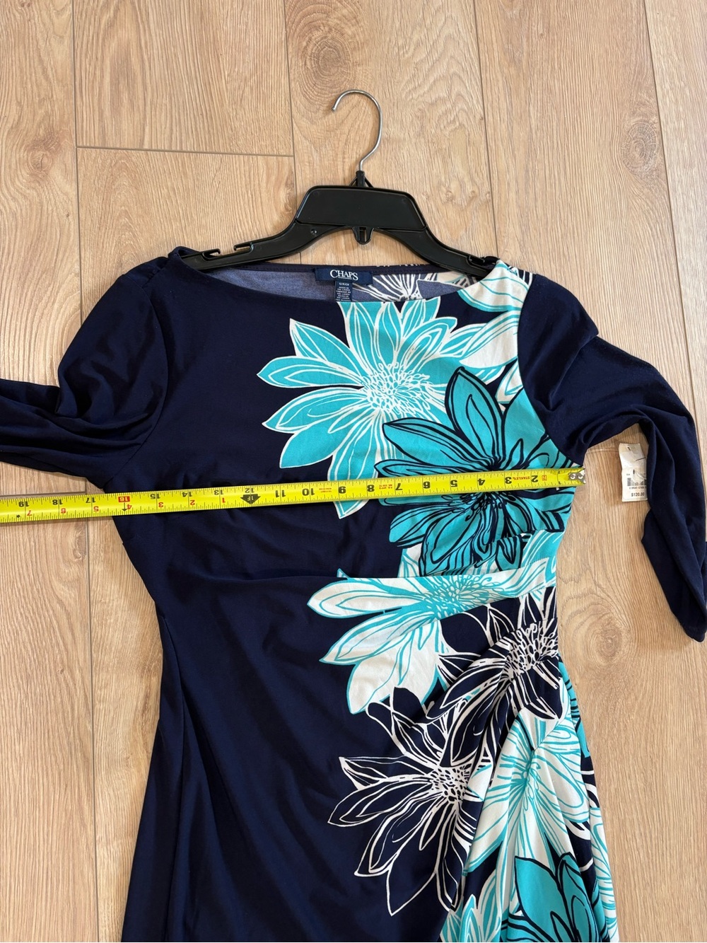 Chaps Navy Floral Sheath Dress - Teal & White Blooms size S - Picture 4 of 7